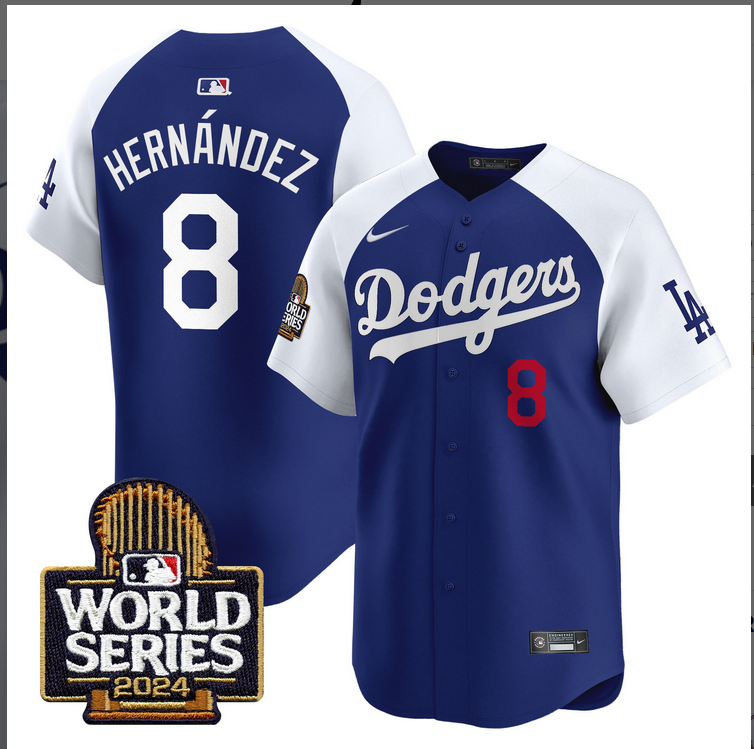 Men MLB Los Angeles Dodgers 8 Hernandez blue 2024 World Series Champions Patch Limited Jersey20241105